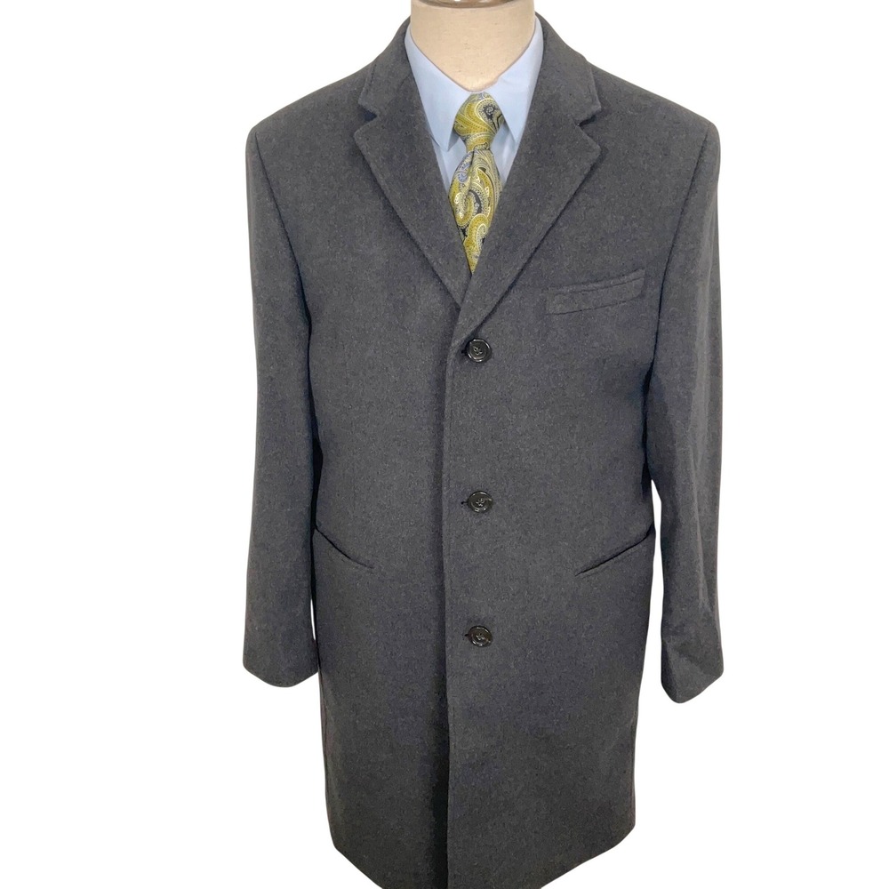 J Crew Ludlow Topcoat Mens 42S Charcoal Gray Italian Cashmere Overcoat Wool